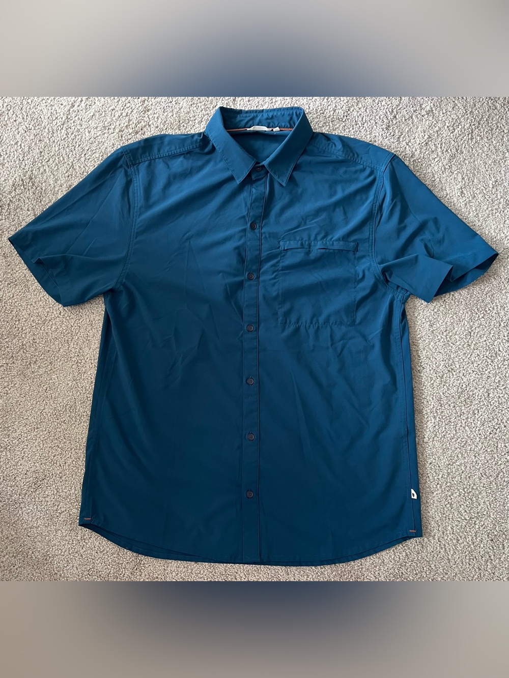 Cotopaxi Men's Cambio Button Up Shirt Short Sleeve MIneral Blue Sz L